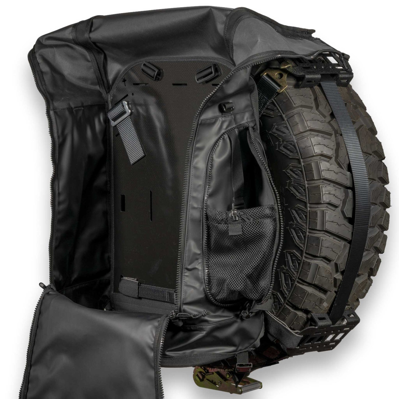 STEP 22 Trash Panda Trail Pack mounted on spare tire