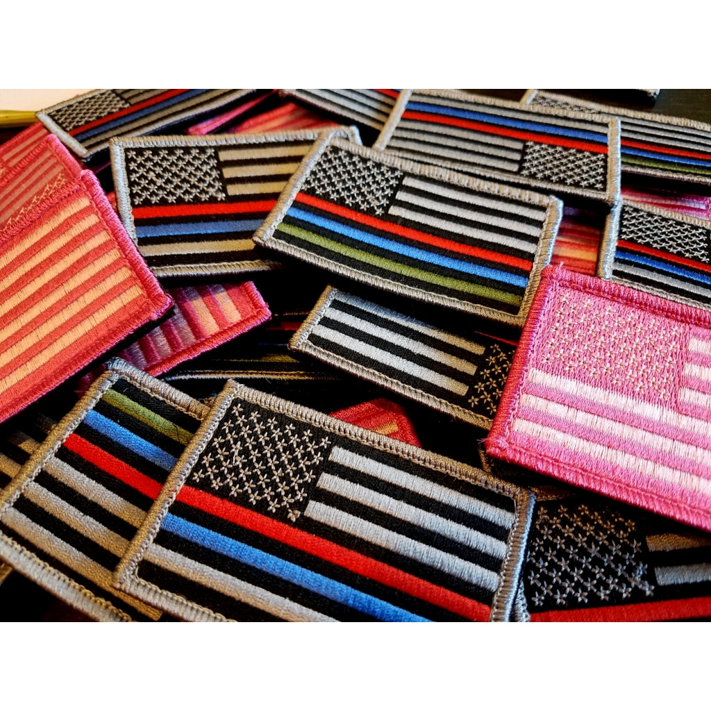 Step 22 Gear Flag Patch Thin Line Red Blue Green