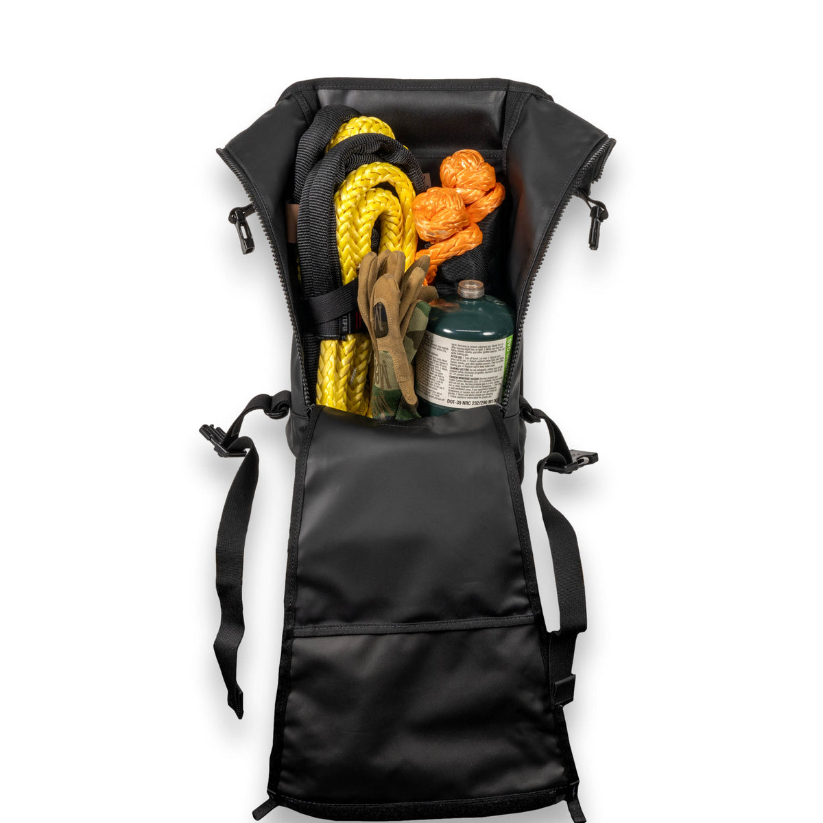 Javan Journey Pack open showing interior storage space