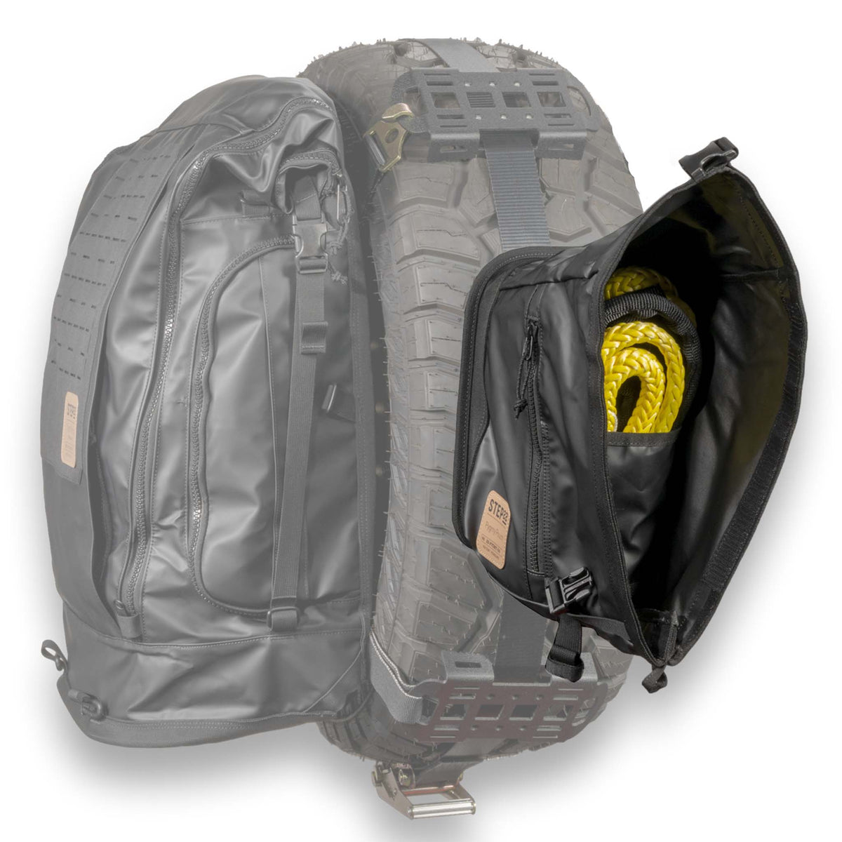 STEP 22 Pygmy Pouch mounted on spare tire