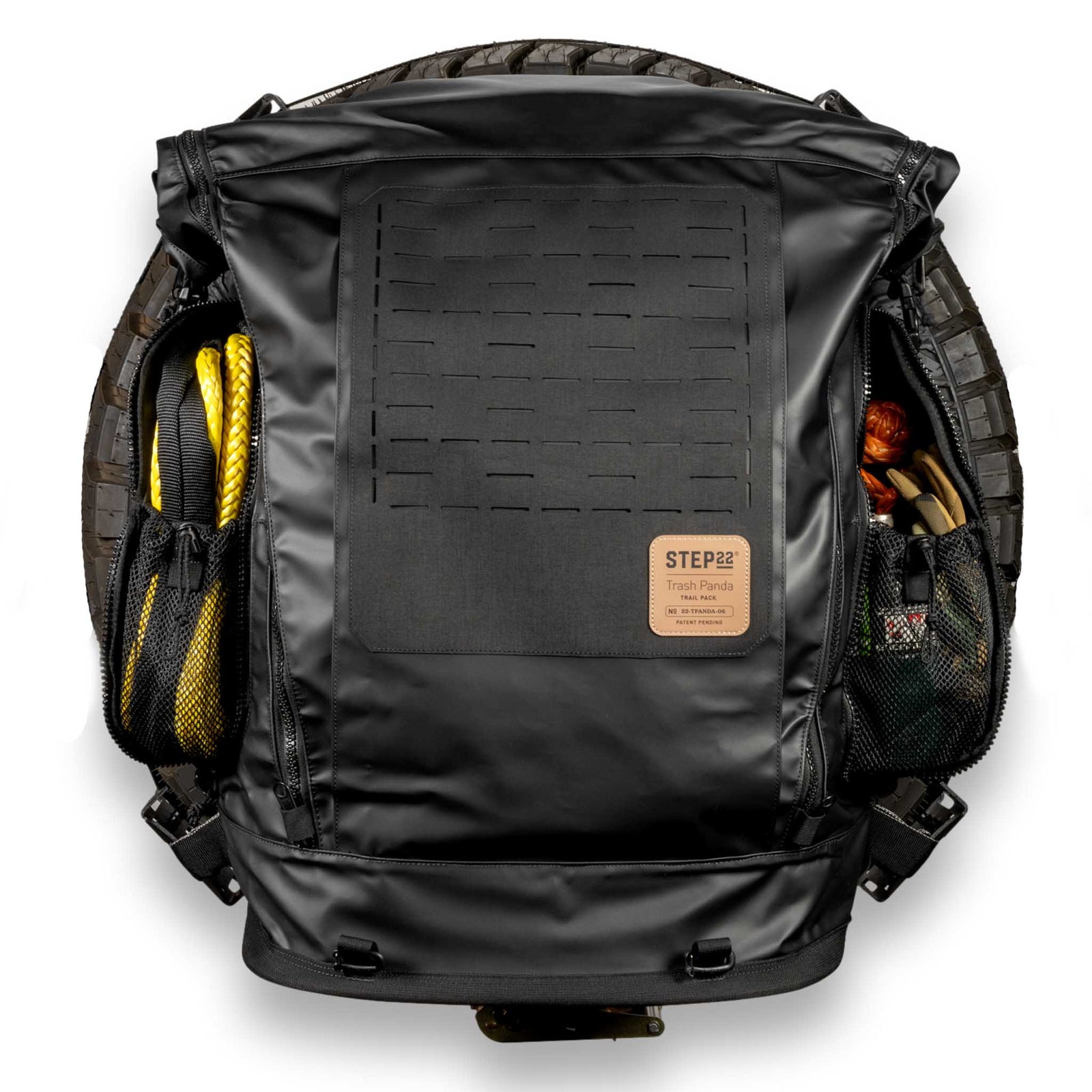 Trash Panda Trail bag with dual zippers and front MOLLE panel