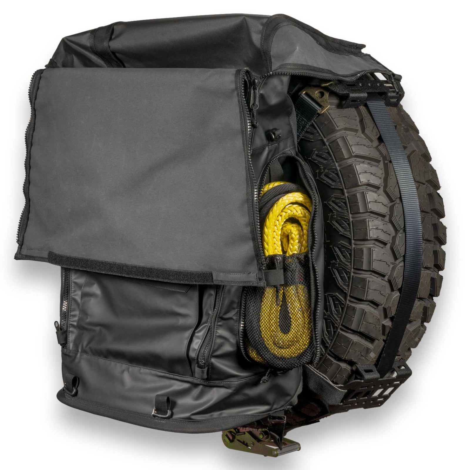 STEP 22 Trash Panda Trail Pack mounted on spare tire